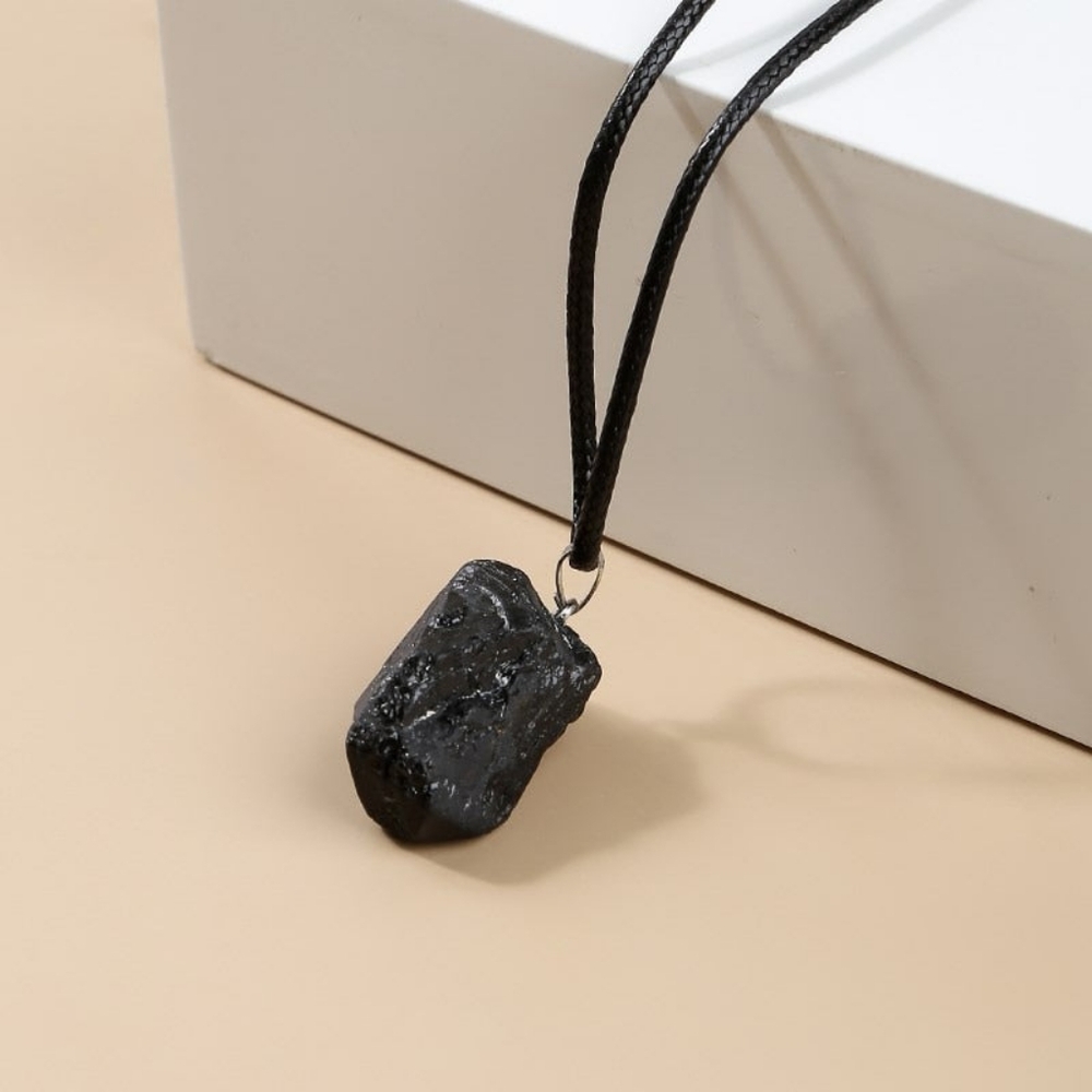 Black Tourmaline Pendant Necklace (Protection) - Picture 2 of 2
